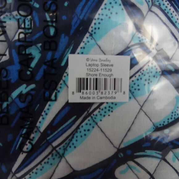 VERA BRADLEY Laptop Sleeve Case Factory Style SHORE ENOUGH Beach Coastal NWT $59 - Picture 5 of 9
